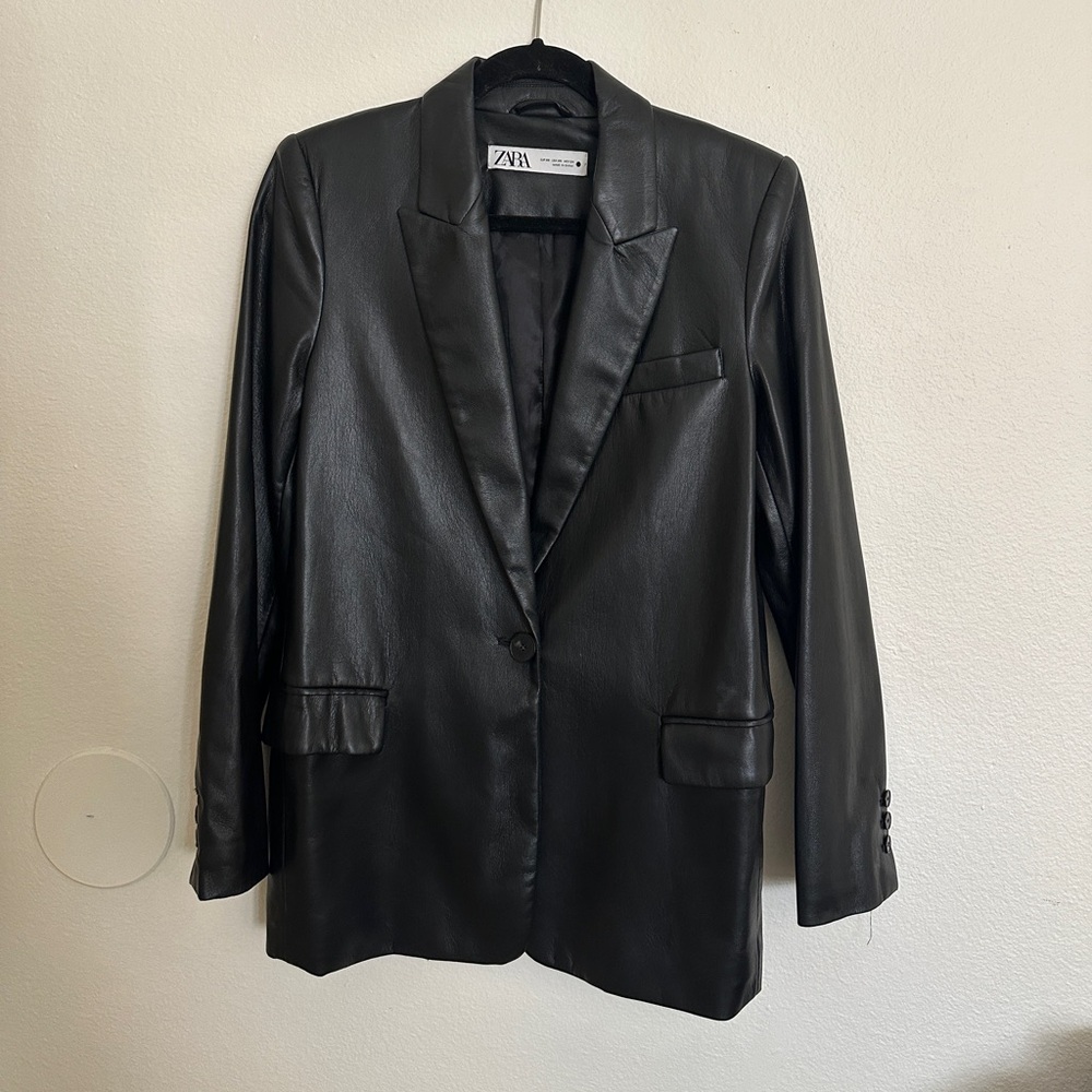 Zara faux leather Women's Blazer
